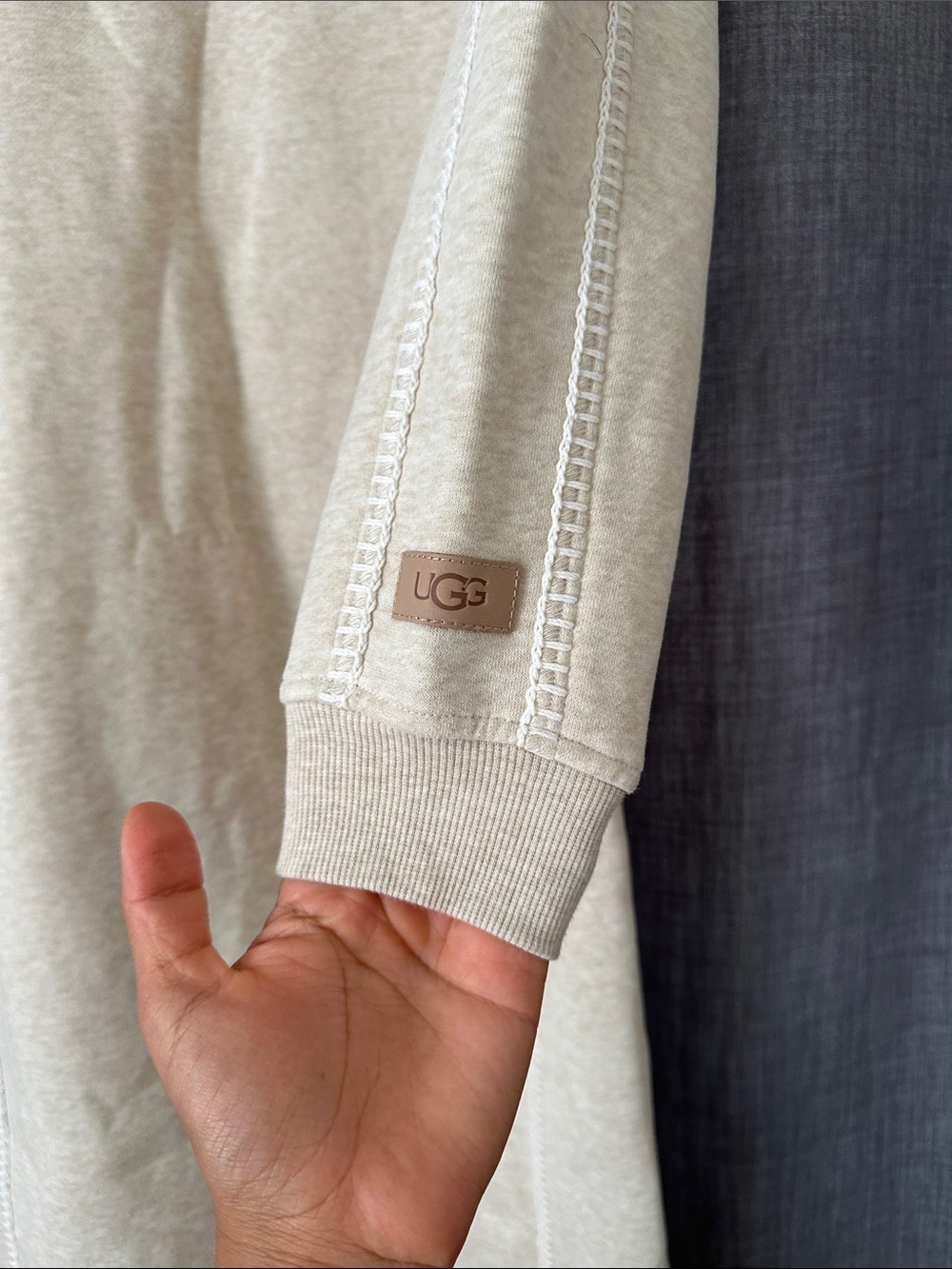 UGG Cream Ribbed Crewneck Sweatshirt - Picture 3 of 5
